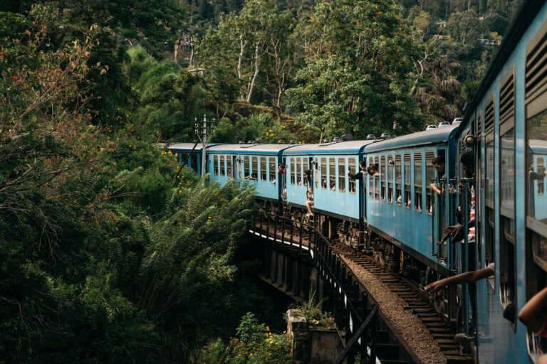 touristen op de bekendste trein van sri lanka, treinrit van ella in sri lanka